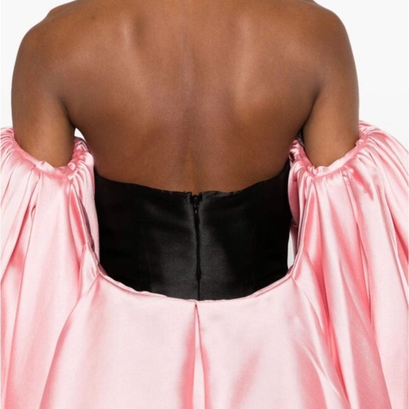 Solace London Elegant Black and Pink Strapless Gown - Picture 6 of 9